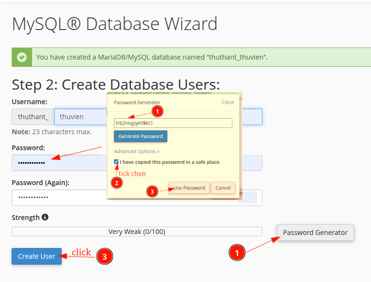 Bước 2 tạo CSSL MySQL