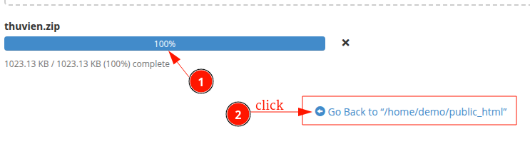 Upload file thành công trong cPanel