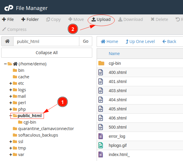 Upload file Zip trong File Manager cPanel